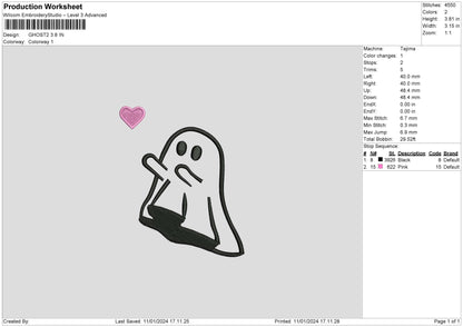 Ghost001 Embroidery File 6 sizes