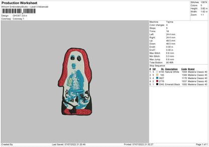Ghost 002 Embroidery File 4 sizes