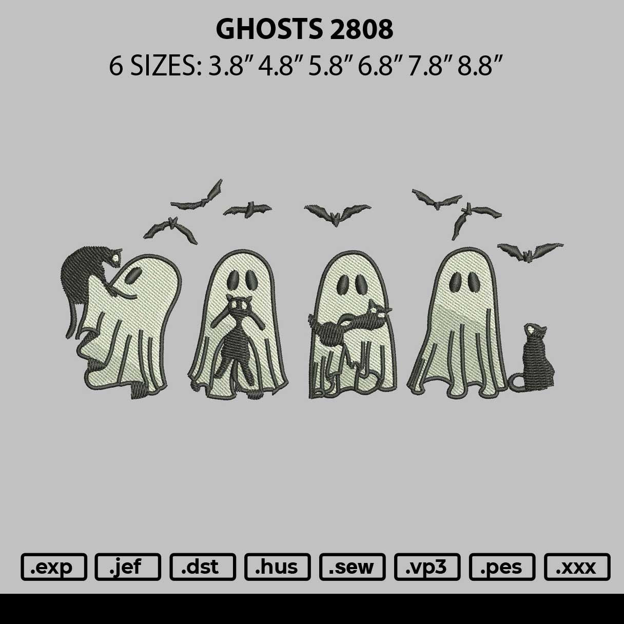 Ghosts 2808 Embroidery File 6 sizes