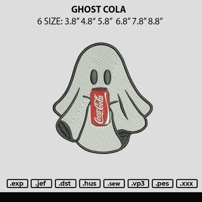 Ghost Cola Embroidery File 6 sizes