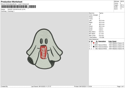 Ghost Cola Embroidery File 6 sizes