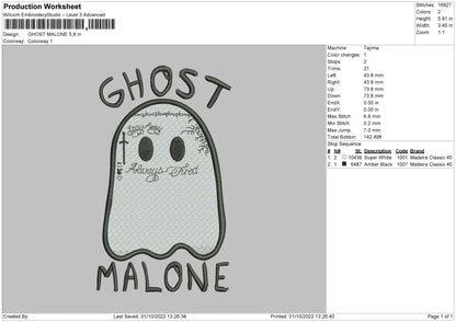 Ghost Malone Embroidery File 5 sizes