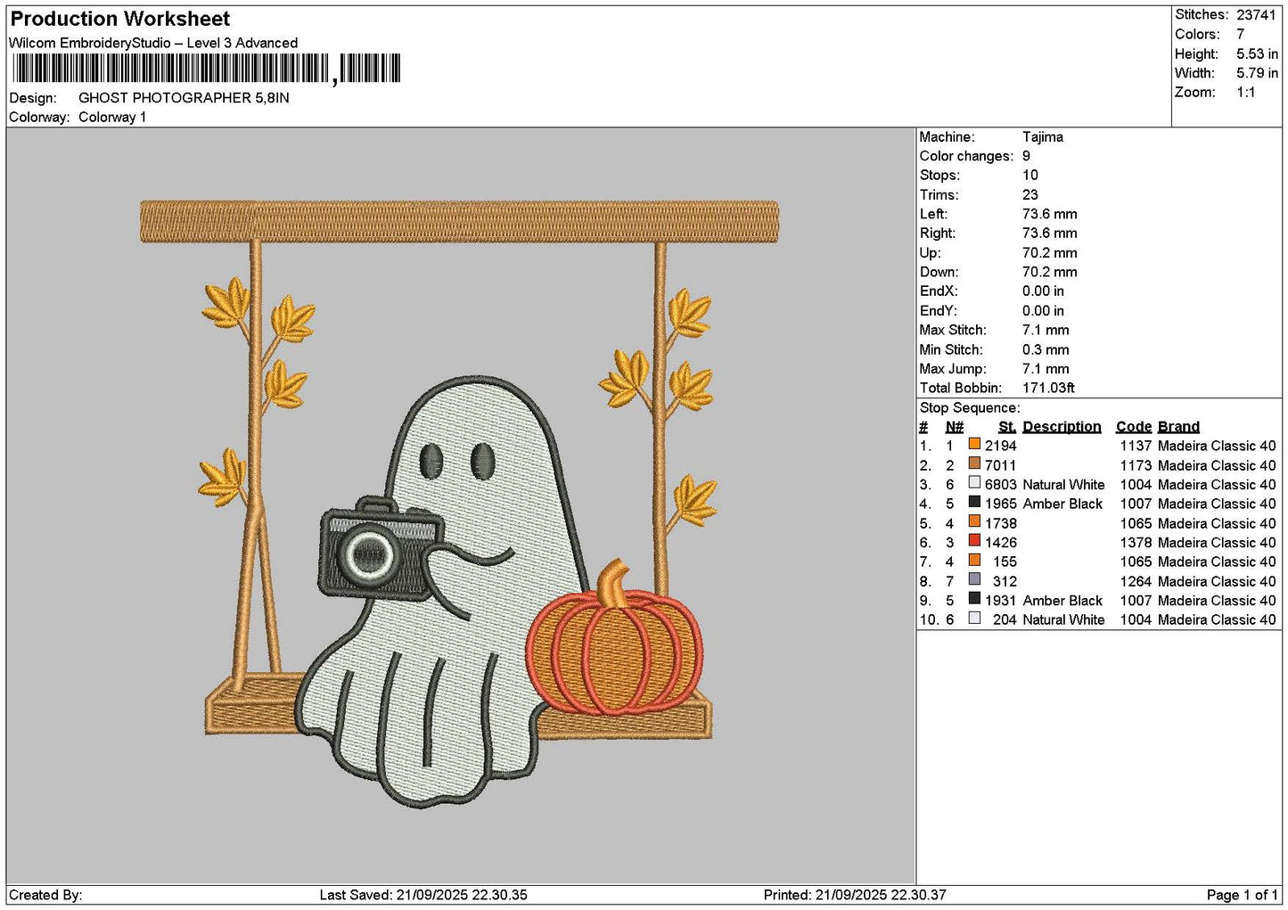 Ghost Camera 01 Embroidery File 6 sizes