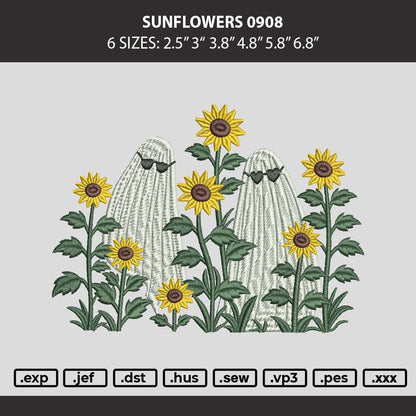 Sunflowers 0908 Embroidery Machine Design File 6 sizes