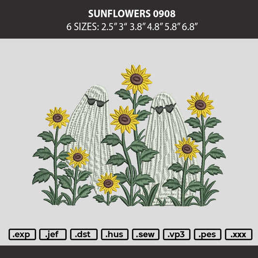 Sunflowers 0908 Embroidery Machine Design File 6 sizes