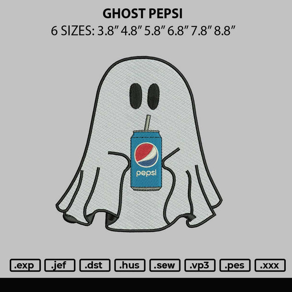 Ghost Pepsi Embroidery File 6 sizes