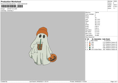 Ghost V6 Embroidery File 6 sizes
