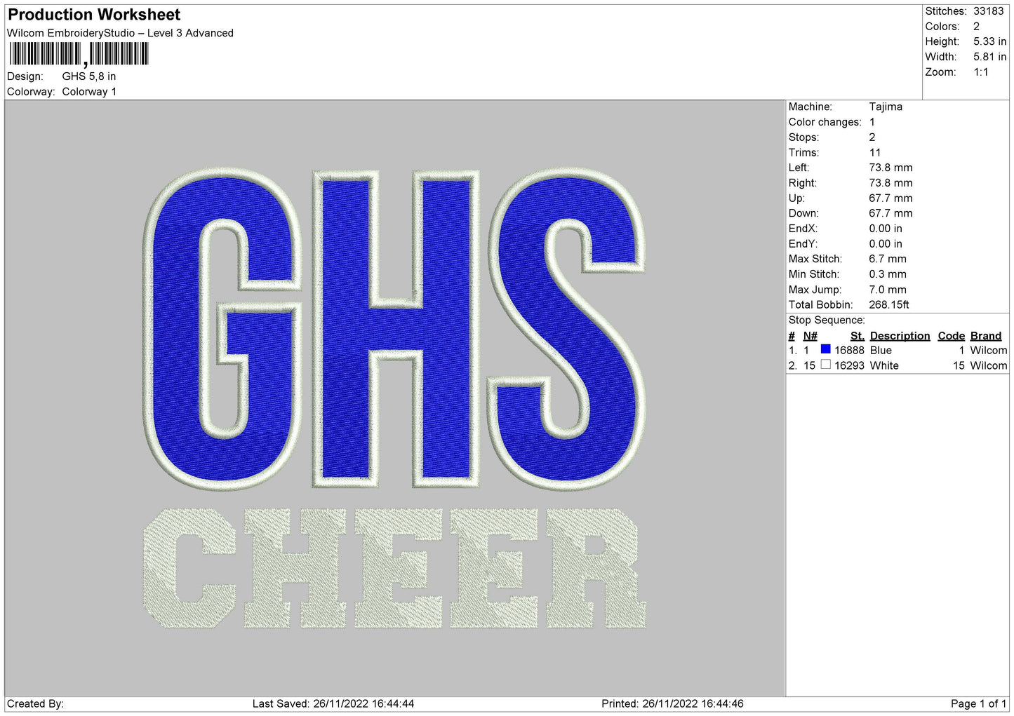 Ghs Embroidery File 6 sizes