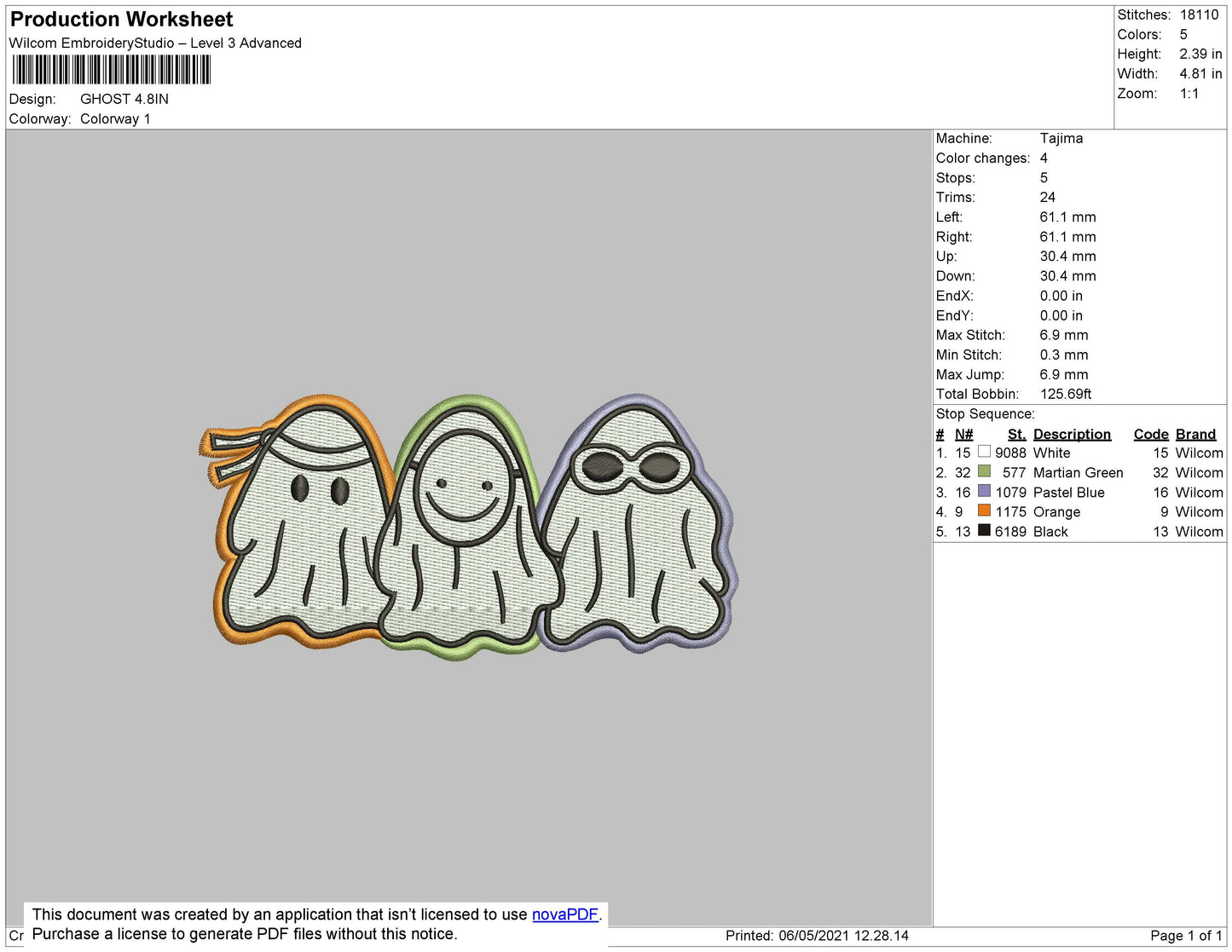 Ghost 02 Embroidery File 4 size