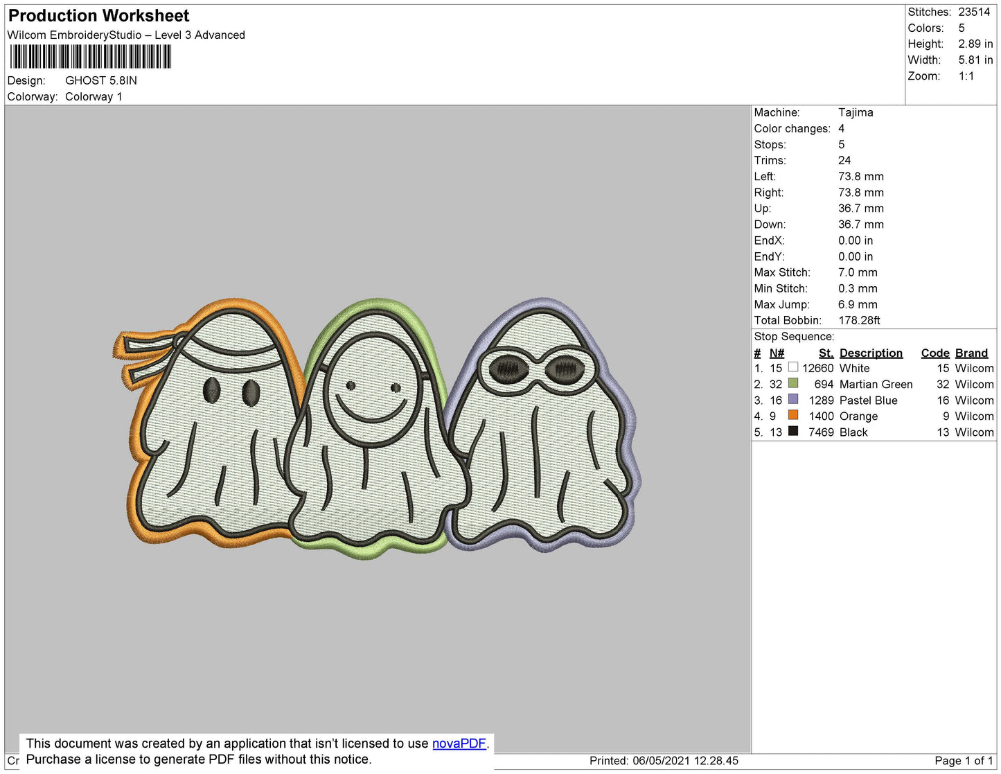 Ghost 02 Embroidery File 4 size