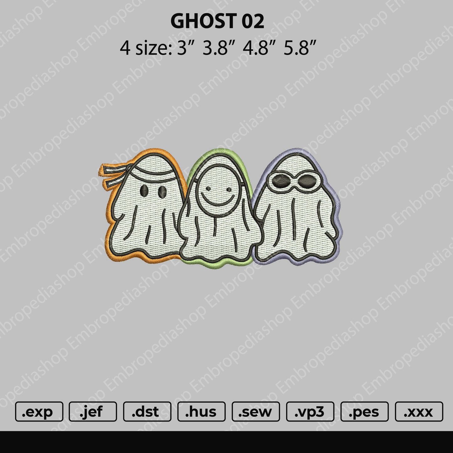 Ghost 02 Embroidery File 4 size