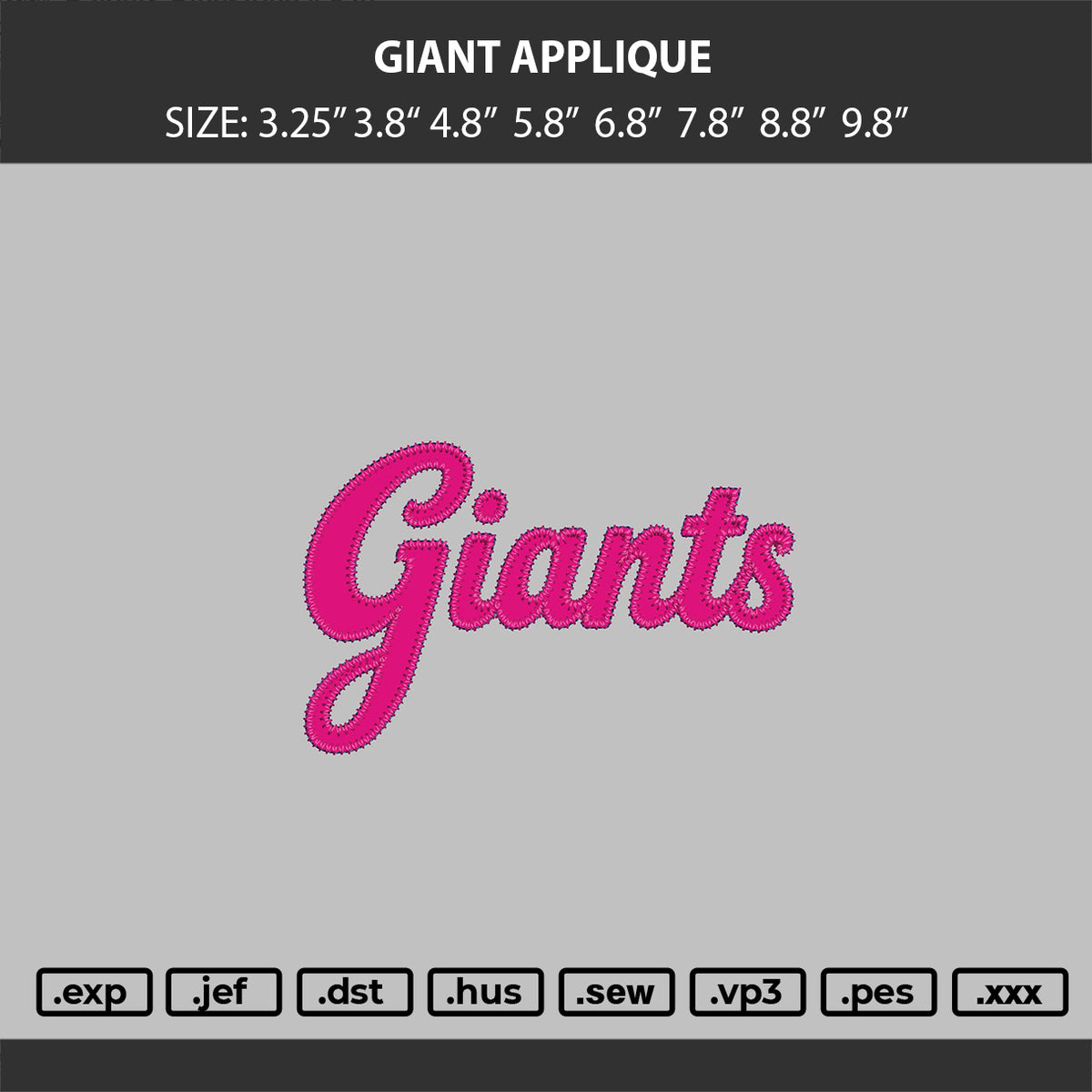 Giant  Applique Embroidery Machine Design File 6 sizes