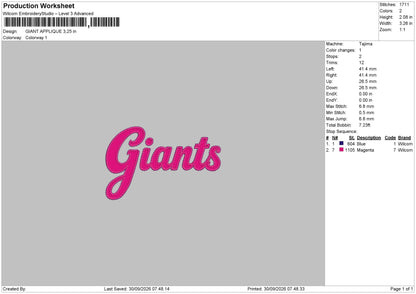 Giant  Applique Embroidery Machine Design File 6 sizes