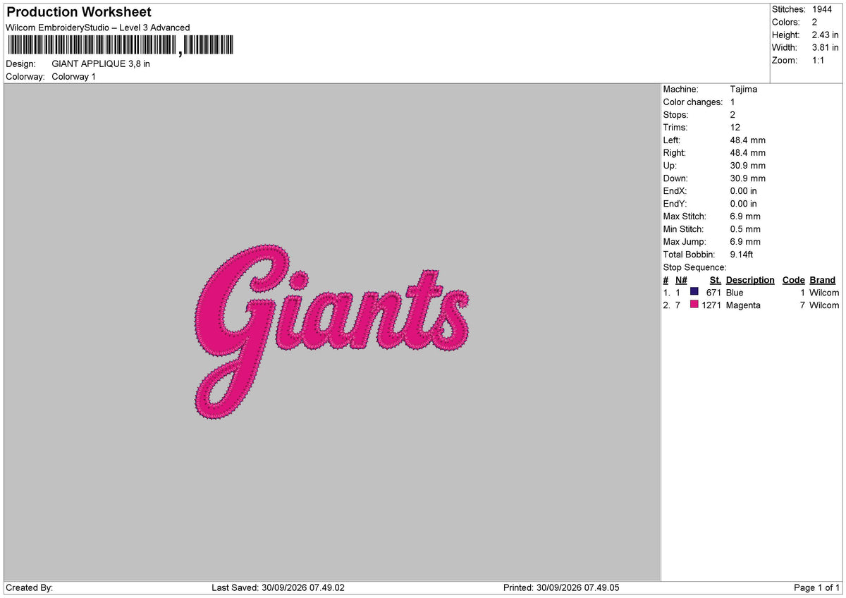 Giant  Applique Embroidery Machine Design File 6 sizes