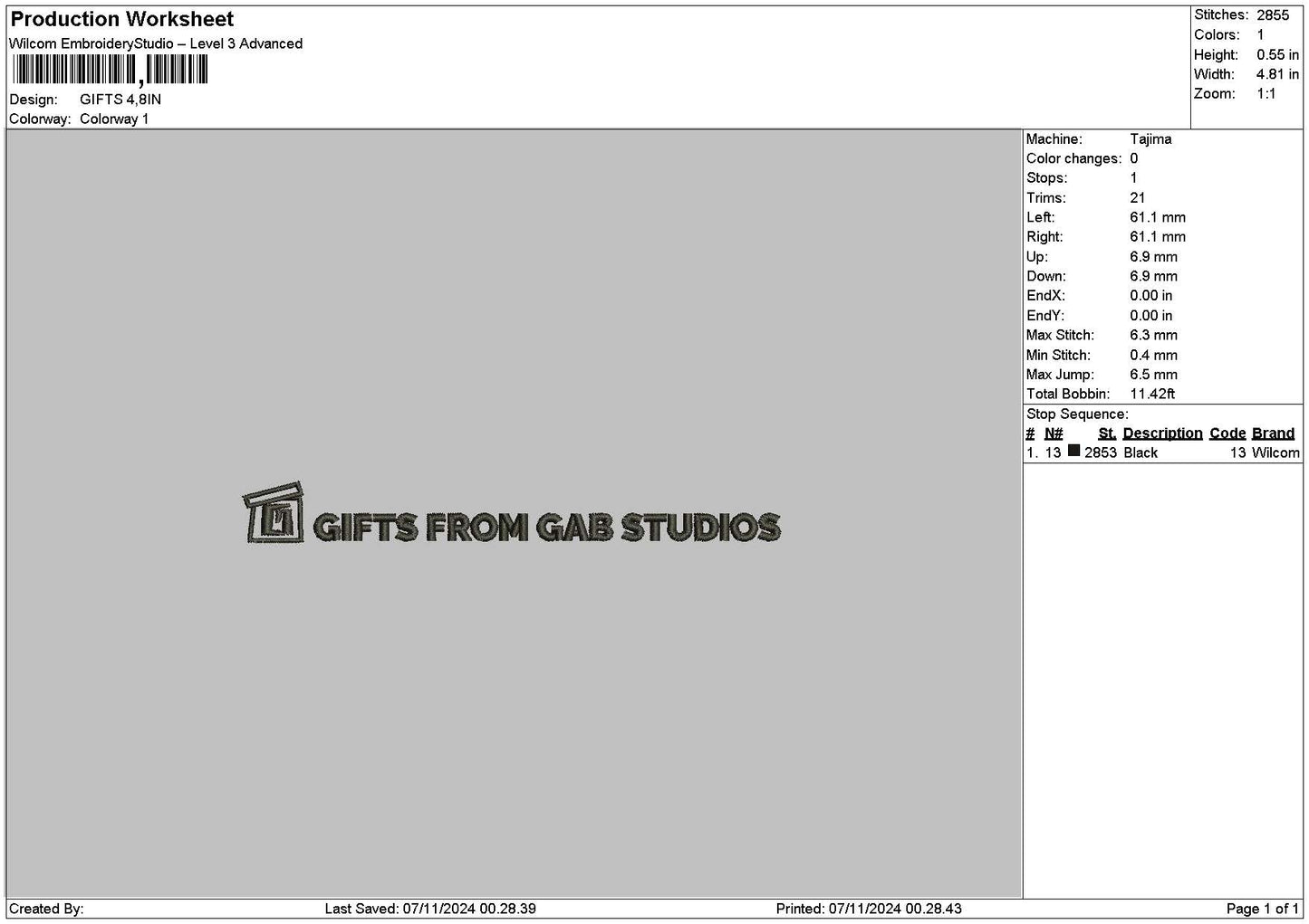 Giftstext Embroidery File 6 size