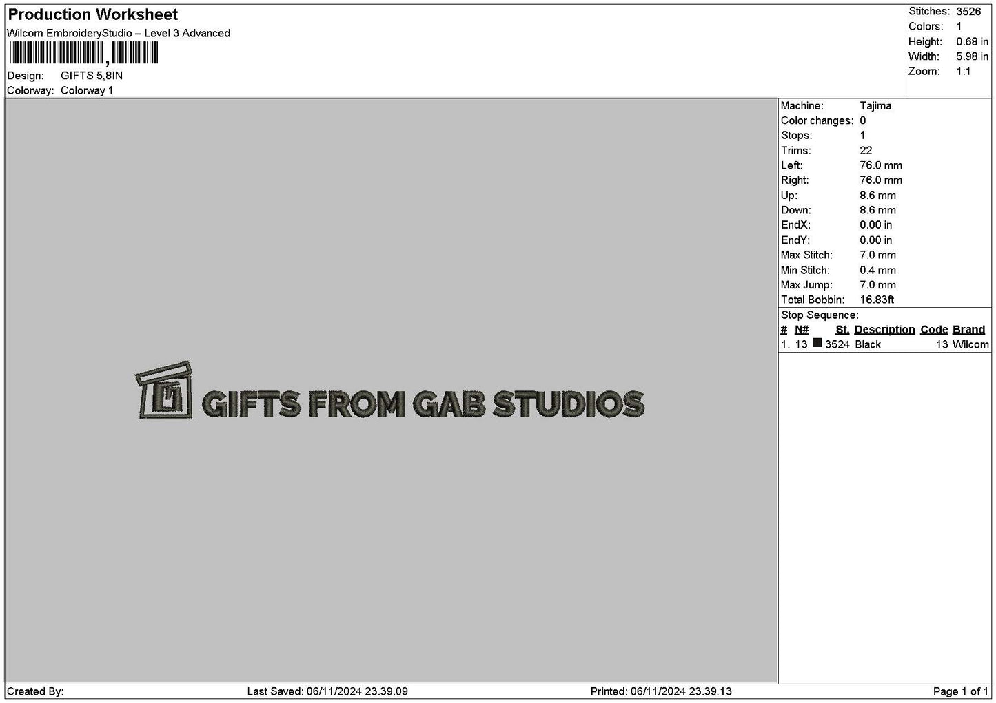 Giftstext Embroidery File 6 size