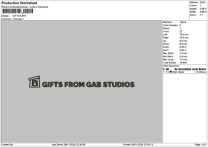 Giftstext Embroidery File 6 size