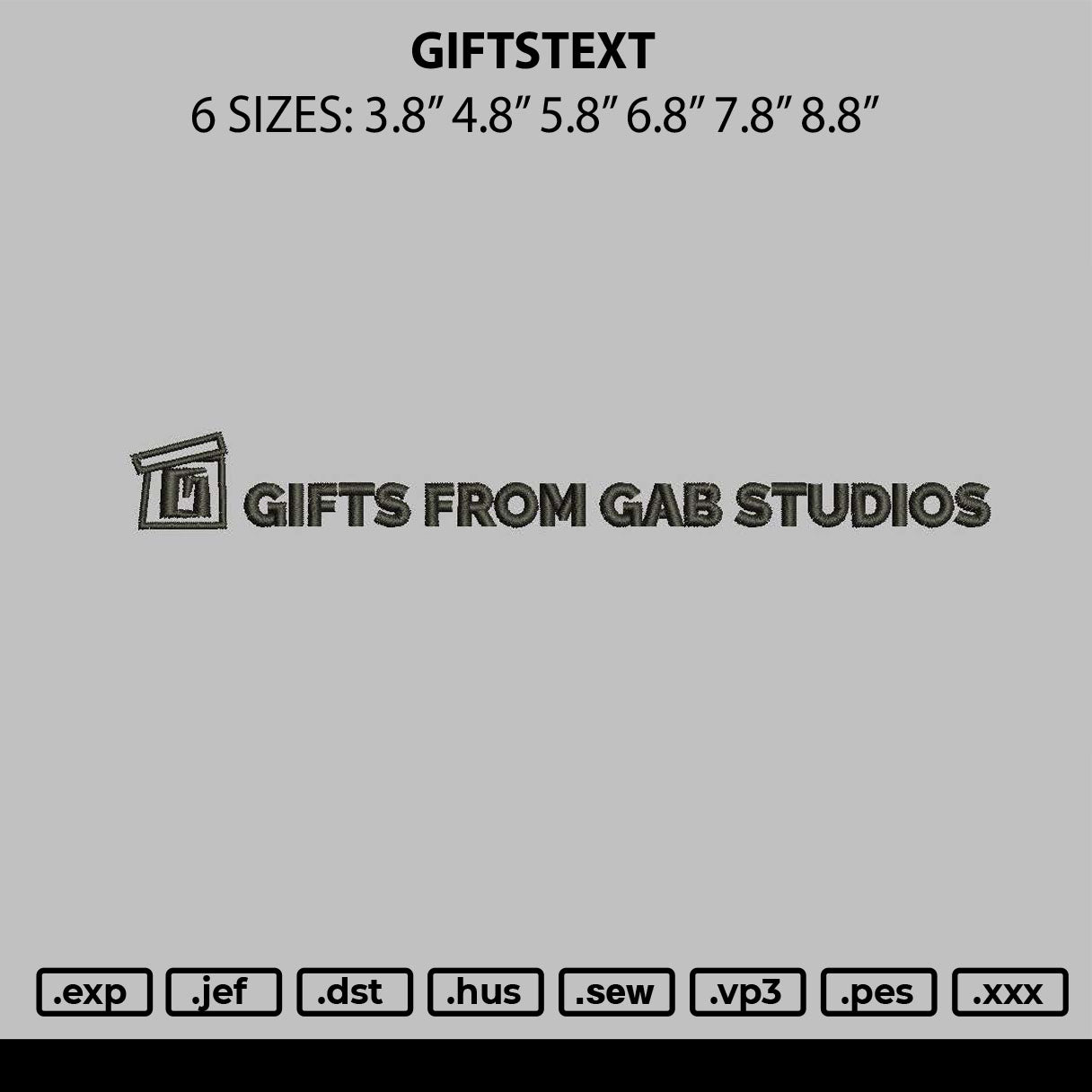 Giftstext Embroidery File 6 size