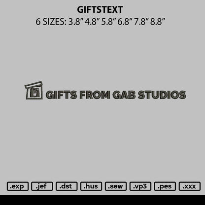 Giftstext Embroidery File 6 size