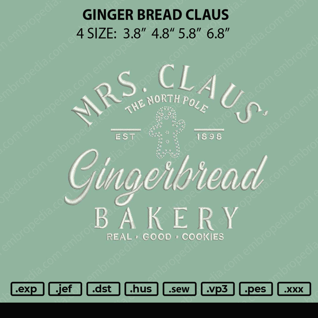 Ginger Bread Claus Embroidery File 4 size