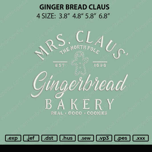 Ginger Bread Claus Embroidery File 4 size