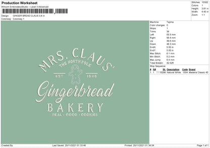 Ginger Bread Claus Embroidery File 4 size