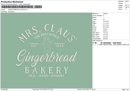 Ginger Bread Claus Embroidery File 4 size