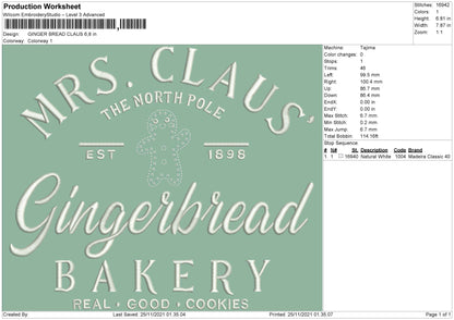 Ginger Bread Claus Embroidery File 4 size