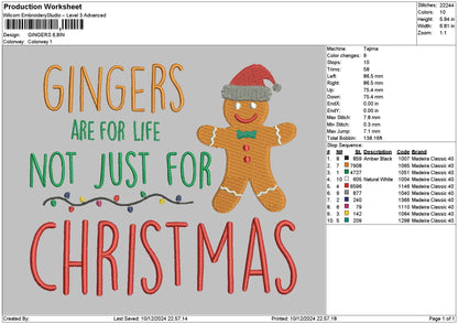 Gingerstext1012 Embroidery File 6 sizes