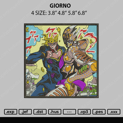 Giorno Embroidery File 4 size