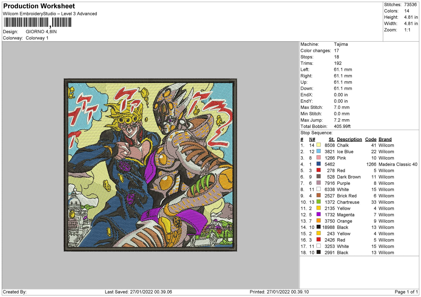 Giorno Embroidery File 4 size