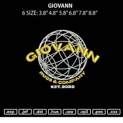 Giovann Embroidery File 6 sizes