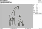 Giraffe Outline Embroidery Machine Design File 6 sizes