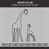 Giraffe Outline Embroidery Machine Design File 6 sizes