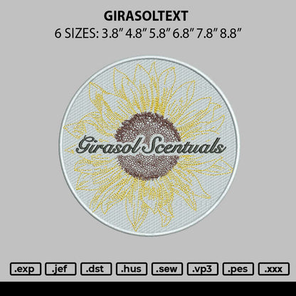 Girasoltext Embroidery File 6 sizes