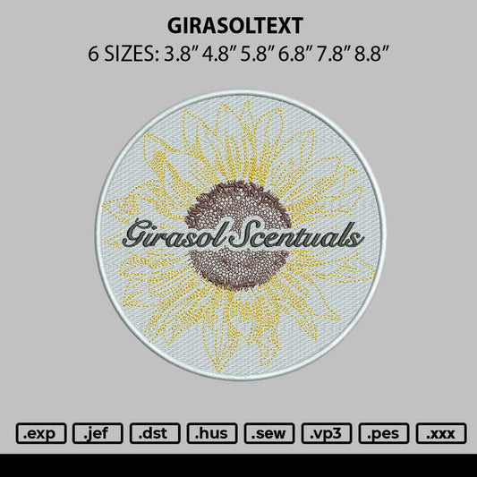 Girasoltext Embroidery File 6 sizes