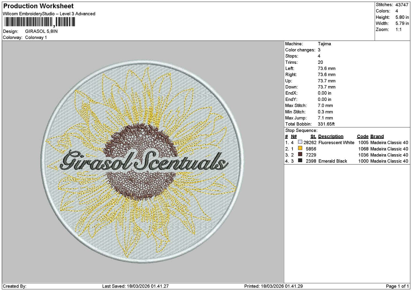 Girasoltext Embroidery File 6 sizes