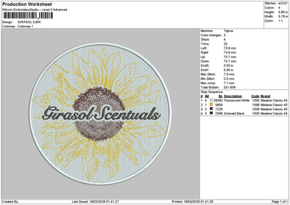 Girasoltext Embroidery File 6 sizes