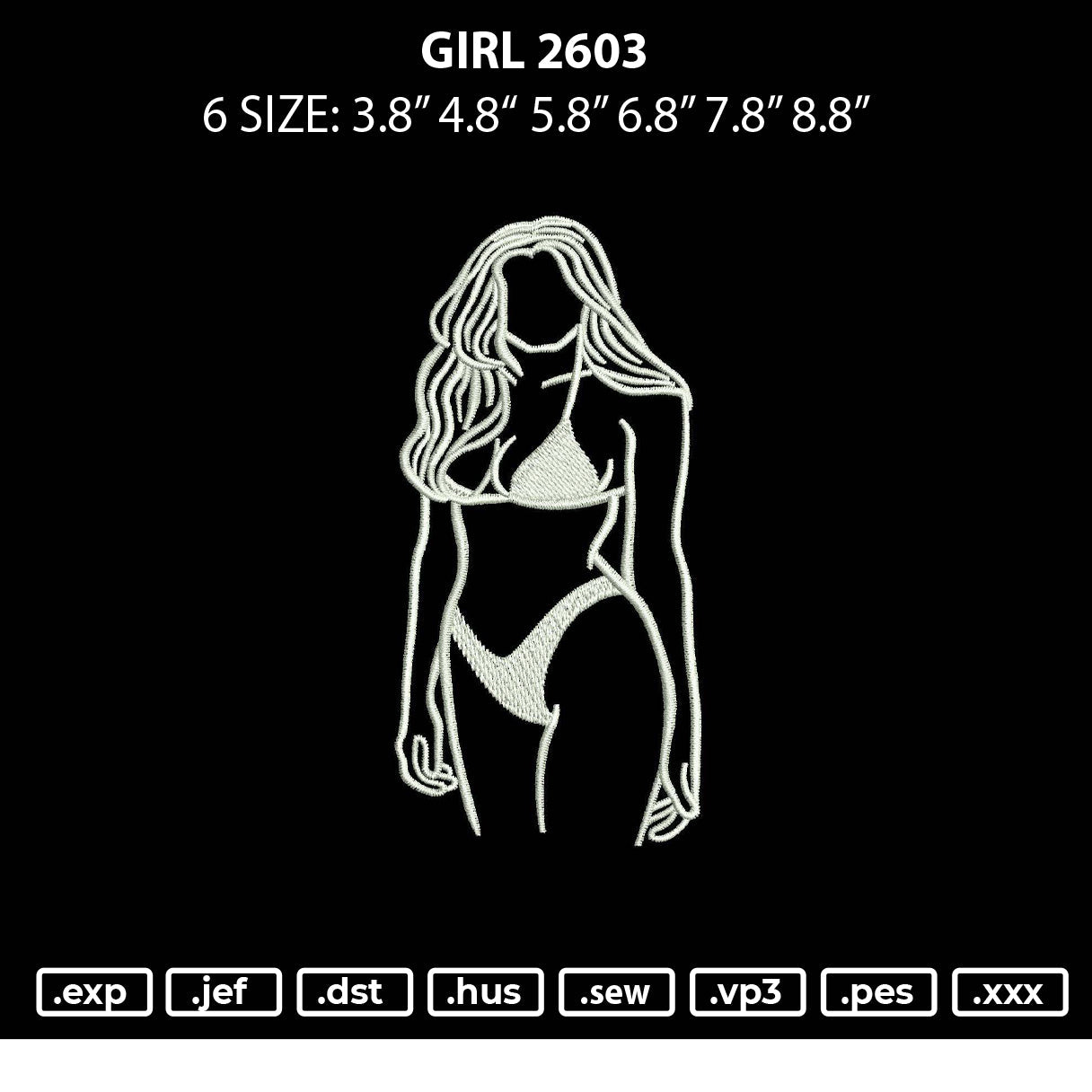 Girl 2603 Embroidery File 6 sizes