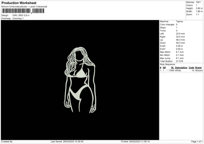 Girl 2603 Embroidery File 6 sizes