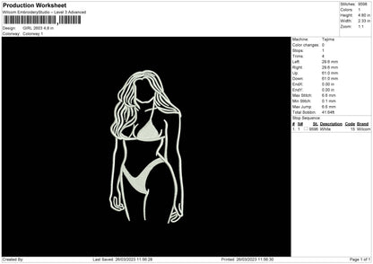 Girl 2603 Embroidery File 6 sizes