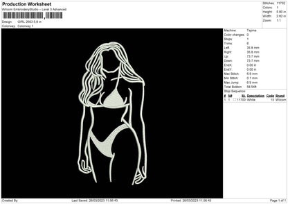 Girl 2603 Embroidery File 6 sizes