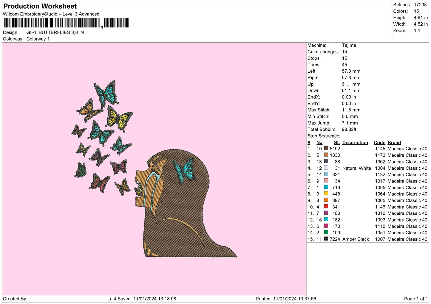 Butterflies 1101  Machine Design File 6 sizes