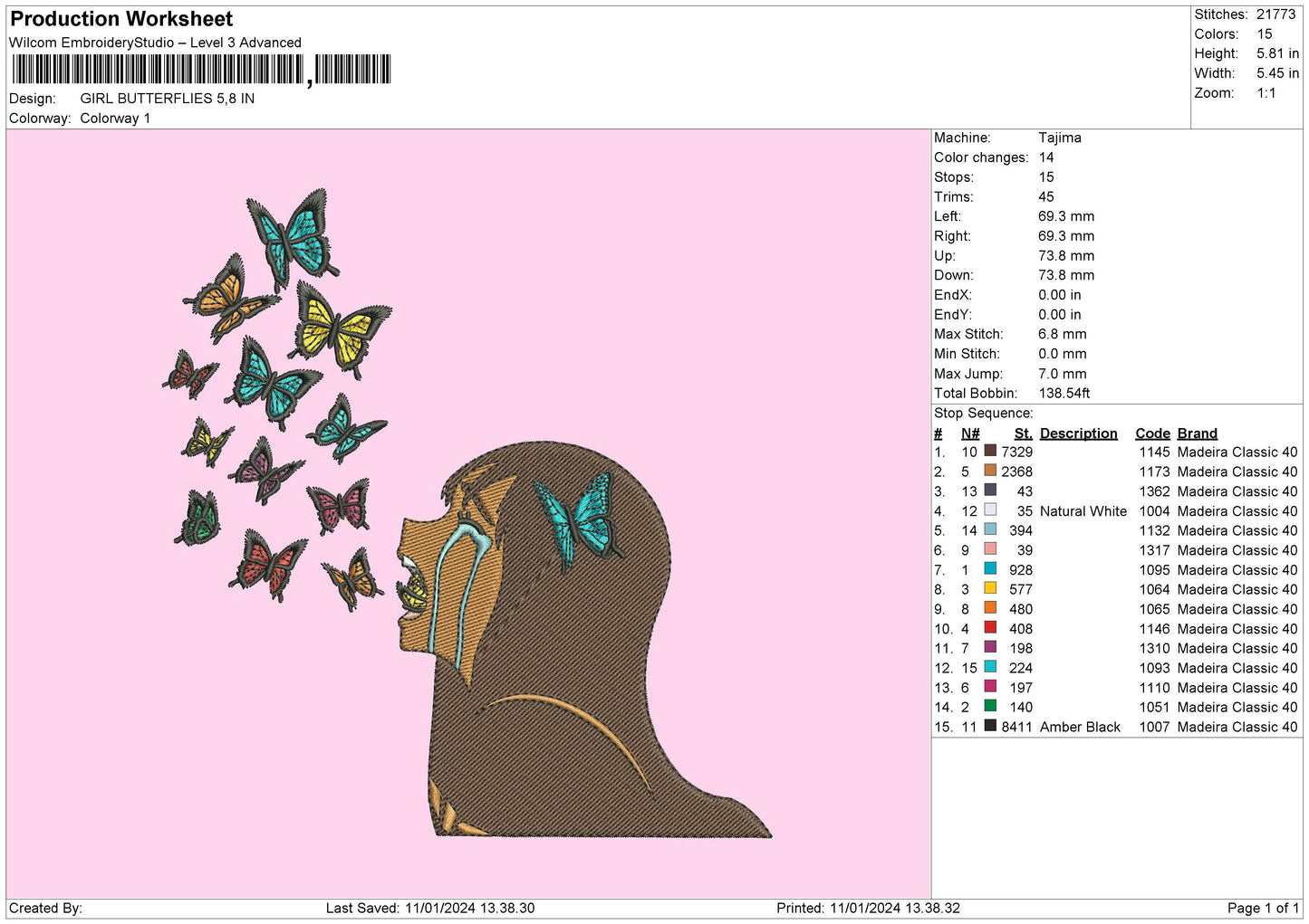 Butterflies 1101  Machine Design File 6 sizes