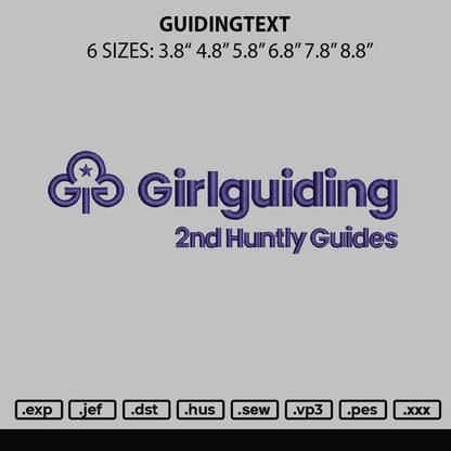 Guidingtext Embroidery File 6 sizes