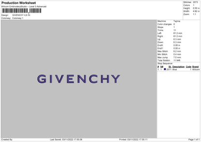 Givenchytxt Embroidery File 6 sizes