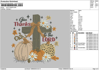 Pumpkincross Embroidery File 6 sizes