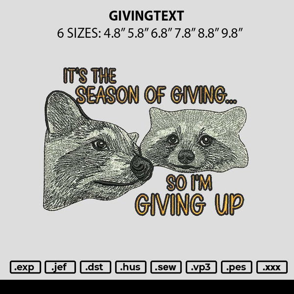 Givingtext Embroidery File 6 sizes