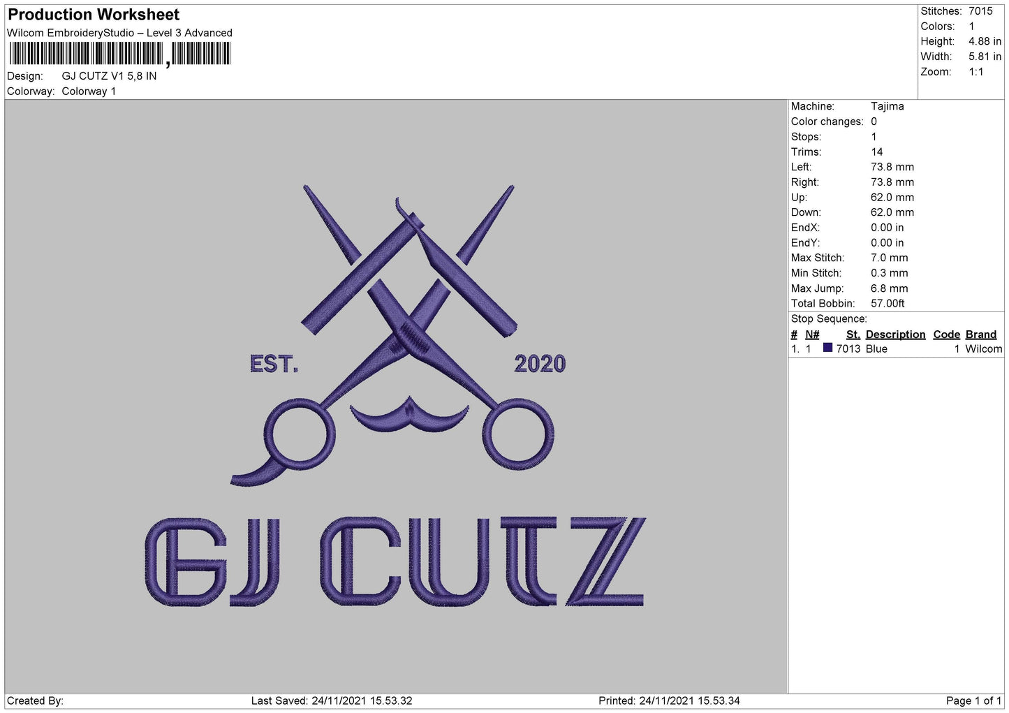 GJ Cutz V1 Embroidery File 4 size