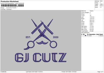 GJ Cutz V1 Embroidery File 4 size